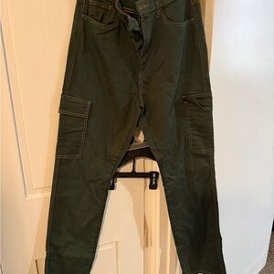 New York & Company Women's Green High Rise Cargo Jeans